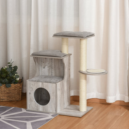 Nancy's Glenwood Springs Krabpaal - Klimboom - Kattengrot - MDF - Grijs - 66 x 38 x 88 cm