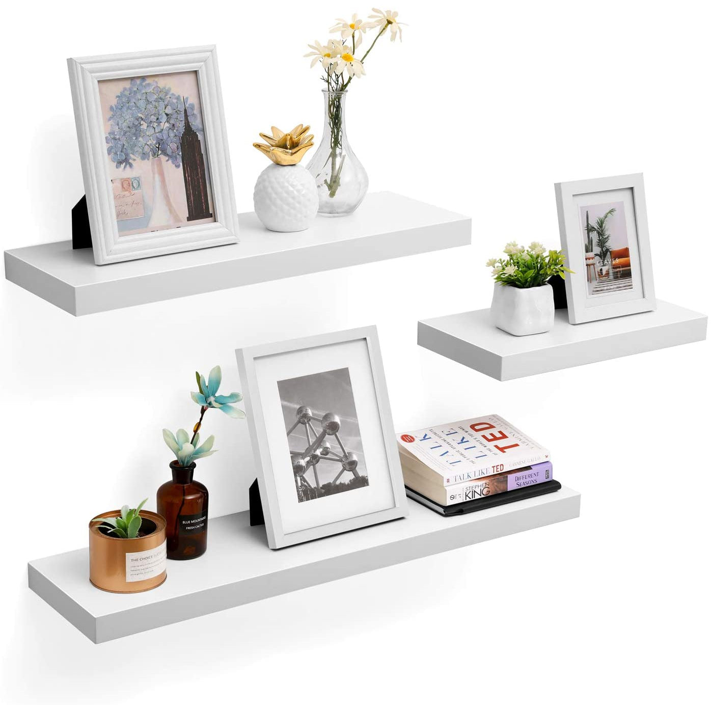Nancy's Wall Shelf - Floating shelf - Hanging shelf for photos, decoration - 80 x 20 x 3.8 cm - White