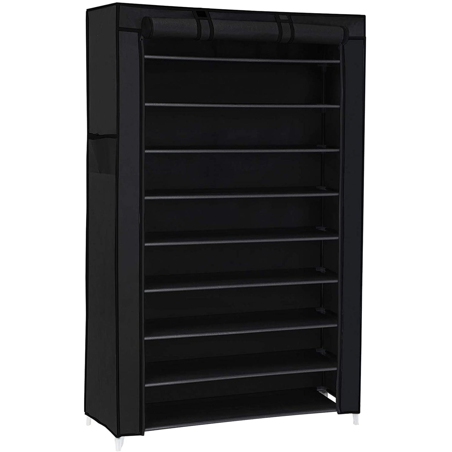 Nancy's Calhoun Shoe Rack - Shoe Cabinet - 10 Levels - Fabric - 40 Pairs of Shoes - Black - 88 x 28 x 160 cm