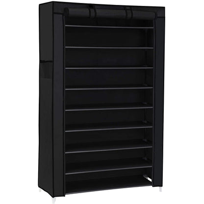 Nancy's Calhoun Shoe Rack - Shoe Cabinet - 10 Levels - Fabric - 40 Pairs of Shoes - Black - 88 x 28 x 160 cm