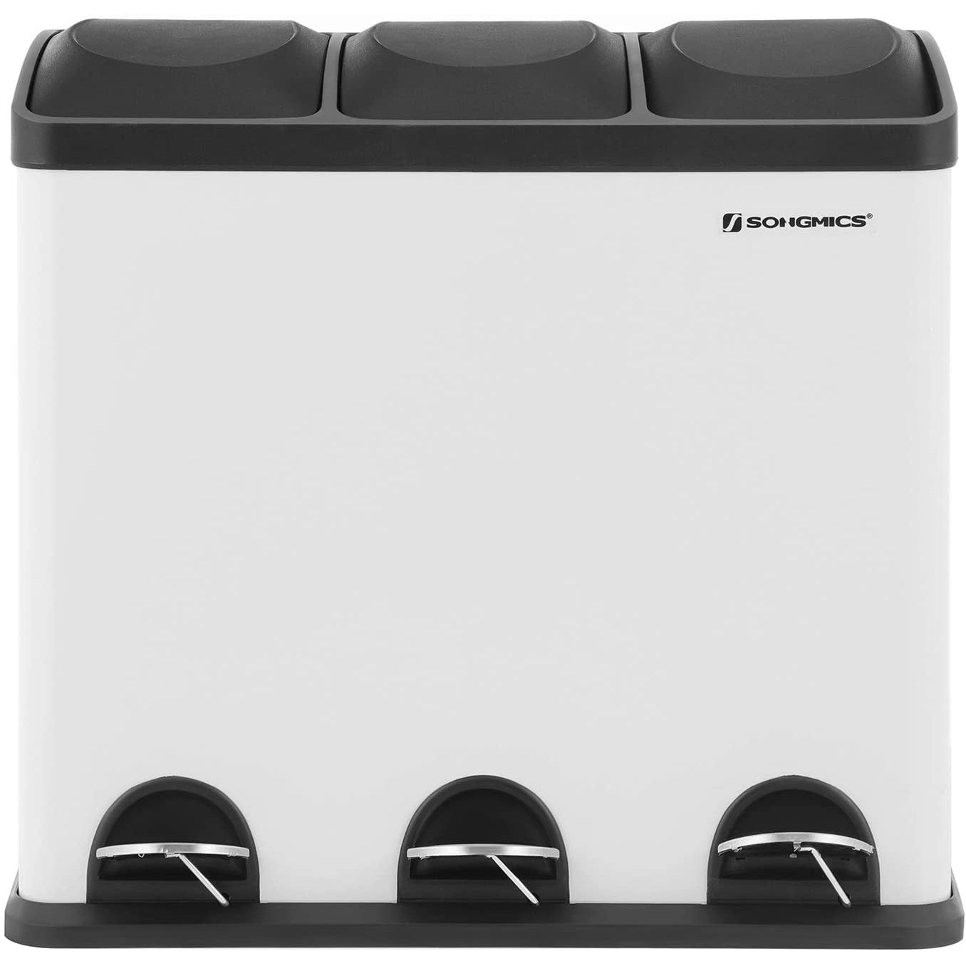 Nancy's Beeville 54L Prullenbak - Pedaalemmer - 3 Binnenbakken - Afvalscheiding - Wit-Zwart