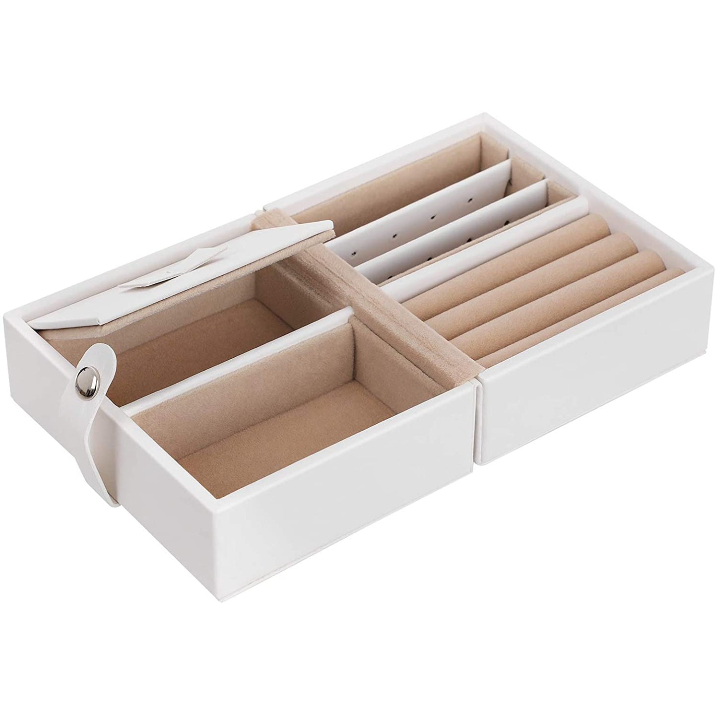 Nancy's Floydada Sieradendoos - Juwelendoos - Sieradenopslag - 3 Niveaus - 2 Lades - 1 Reisdoos - Wit