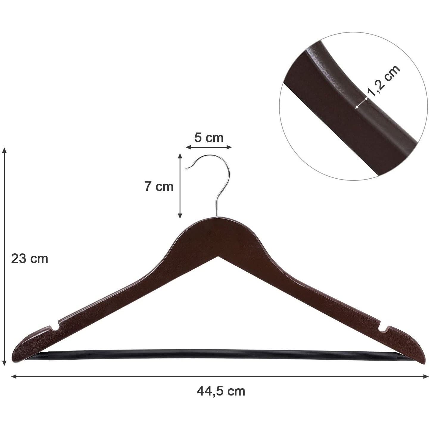 Nancy's Esdoornhouten Kledinghangers - 20 Stuks - Rokinkepingen - Broekbrug - Draaibaar - Kleding - Pak - Jas - Broek - Zwart