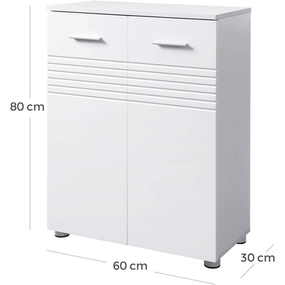 Nancy's Alta Badkamerkast - Bijzetkast - Dressoir - Verstelbare Planken - Scharnierdemping - Verstelbare Poten - 60 x 30 x 80 cm - Wit