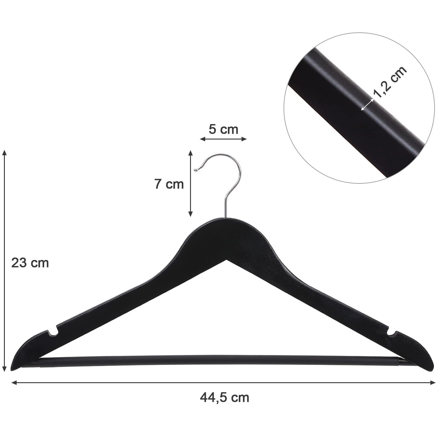 Nancy's Esdoornhouten Kledinghangers - 20 Stuks - Rokinkepingen - Broekbrug - Draaibaar - Kleding - Pak - Jas - Broek - Zwart