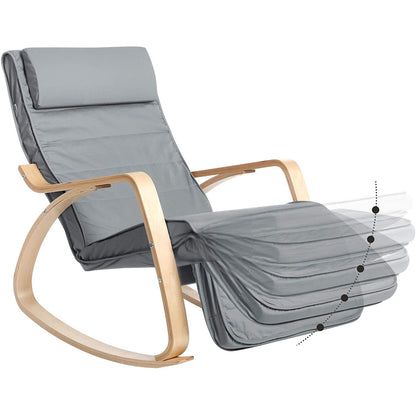 Nancy's Cantley Schommelstoel - Relaxfauteuil - Loungestoel - Lichtgrijs - Katoen / Berkenhout