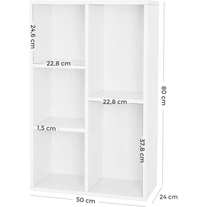 Nancy's Qurana Boekenkast Met 5 Planken - Wandkast - Vakkenkast - Wit - ± 50 x 25 x 80 cm