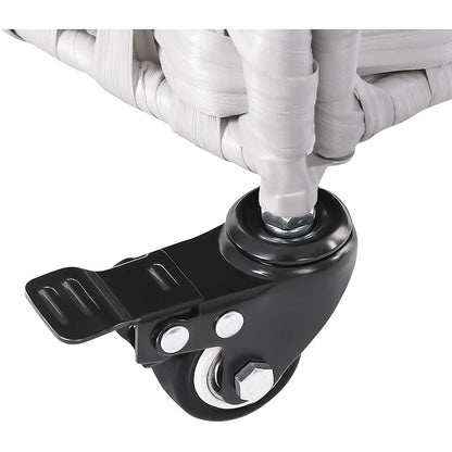 Nancy's Handgeweven 143L Wasmand - 3 compartimenten - Opbergmand - Verwijderbare voeringzakken - Naturel/Wit/Grijs - 66 x 35 x 60,5 cm