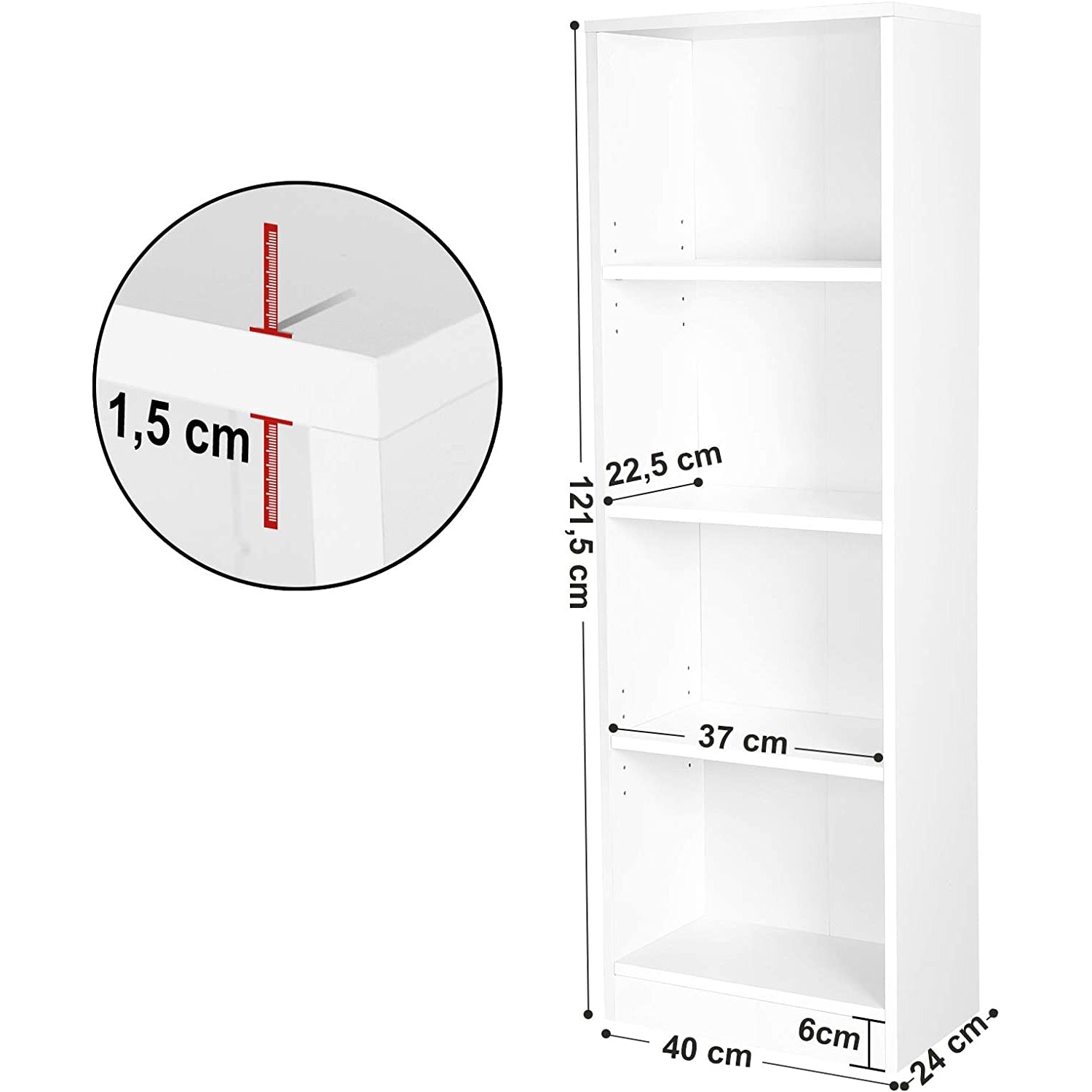 Nancy's Boekenkast Met 4 Vakken - 121,5CM Archiefkast - Kast
