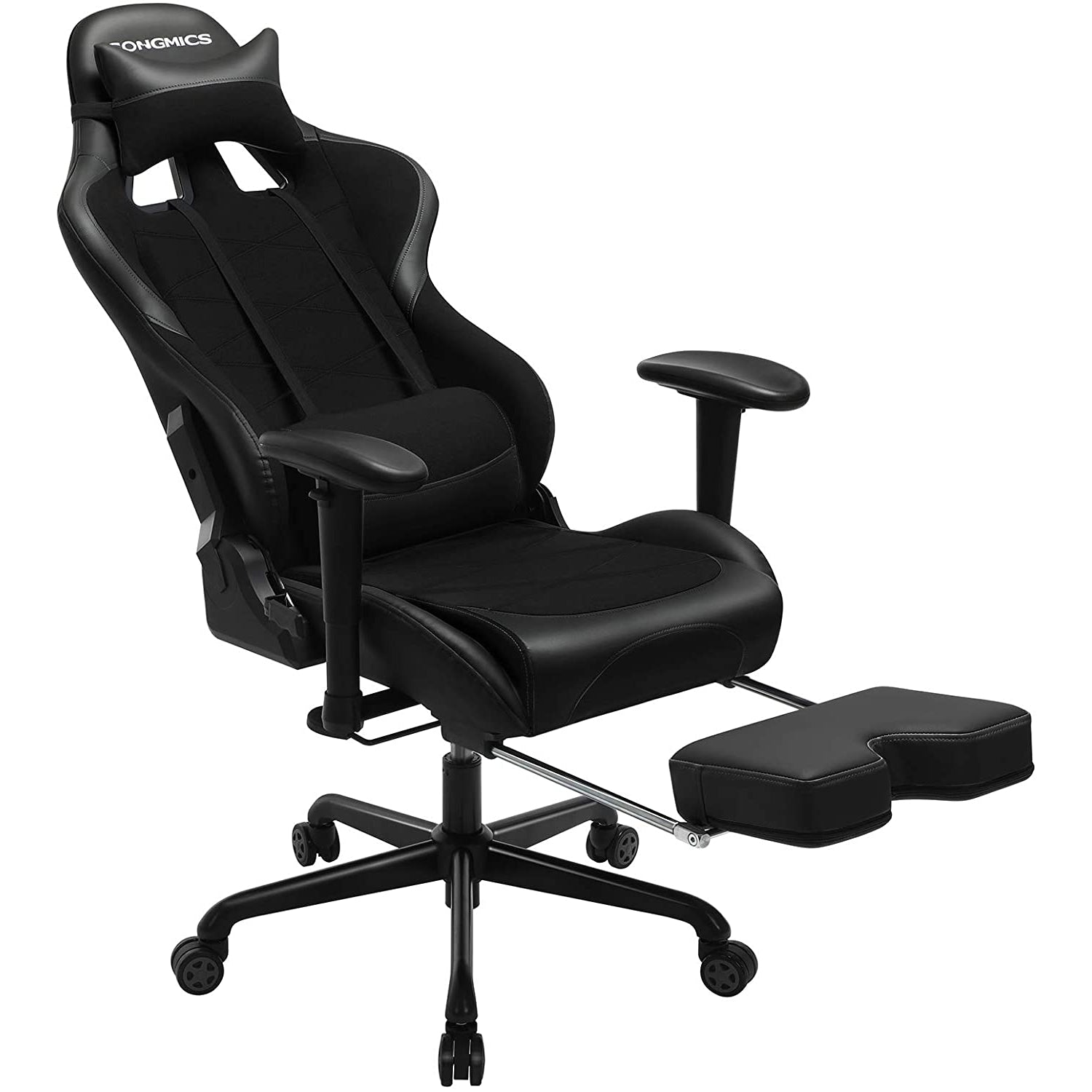 Nancy's Eureka Gaming Chair - Ergonomic backrest - Footrest - Black - 69 x 70.5 x 138 cm