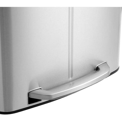 Nancy's Cookville Trash bin - Waste separation - 40 L - Pedal bin - Metal - Handles - Soft close - Silver - 44.5 x 36 x 60 cm 