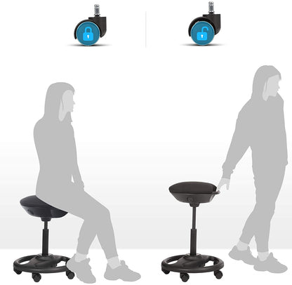 Nancy's Hazelgrove Work Stool - Ergonomic - On Wheels - Tiltable - Height Adjustable - Rotatable - Black - Fabric - Nylon - Iron - 50 x 50 x 55-73 cm 