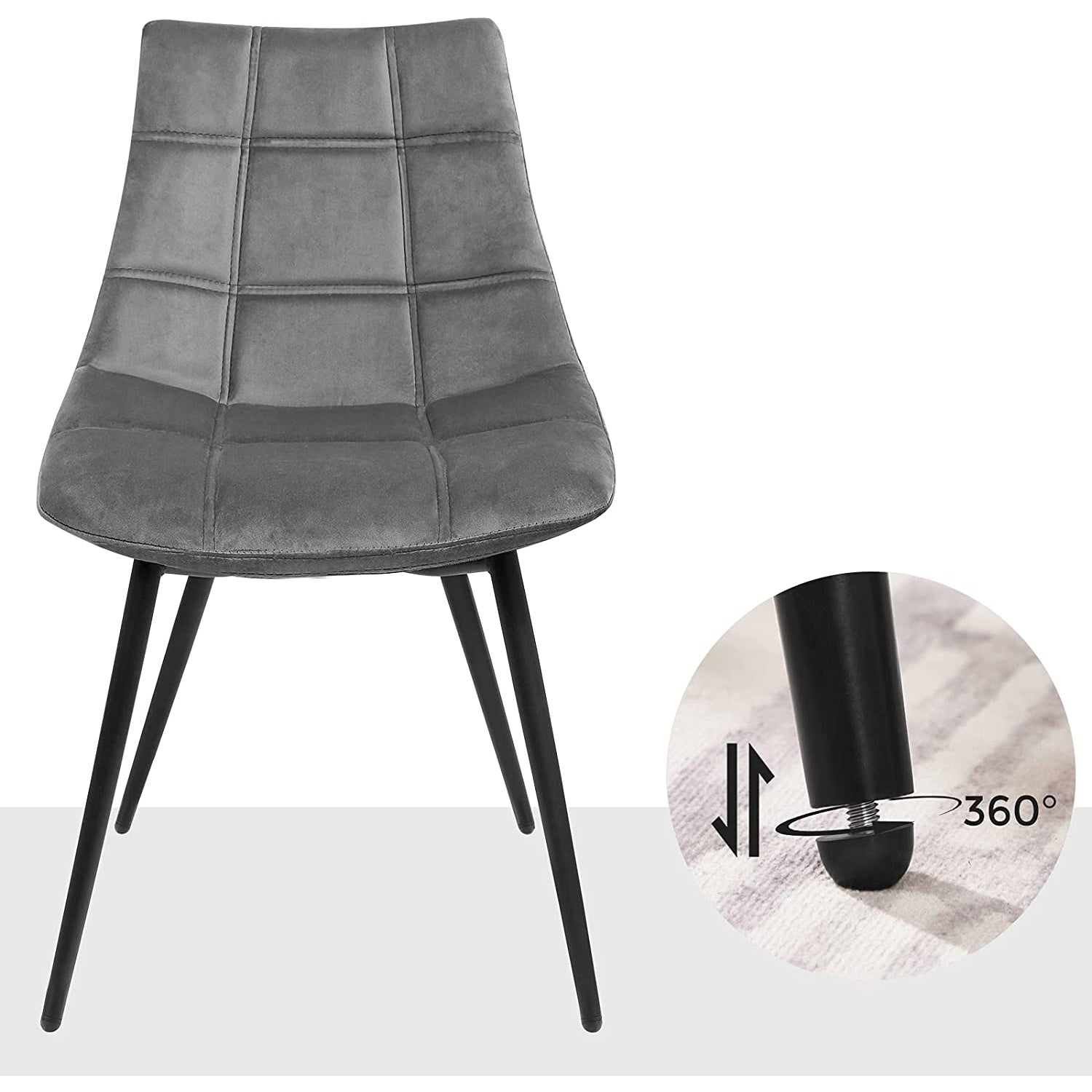 Nancy's Georgian Eetkamerstoelen - Set Van 2 - Keukenstoelen - Grijs - Fluweel