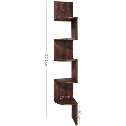 Nancy's Campden Boekenplank - Wandmontage - Hoekplank - Zwevende Plank - Zwart/Walnoot - Bewerkt Hout - 20 x 20 x 127,5 cm