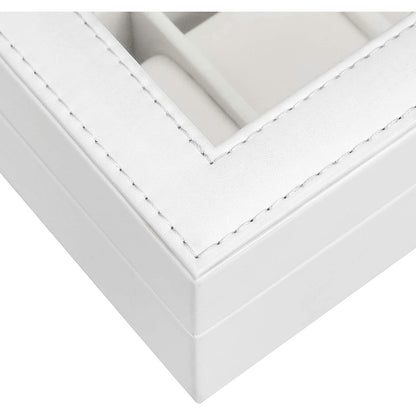 Nancy's Gonzales Horlogebox - Horlogedoos - Organizer - 12 Horloges - Wit - MDF - Fluweel - Kunstleer