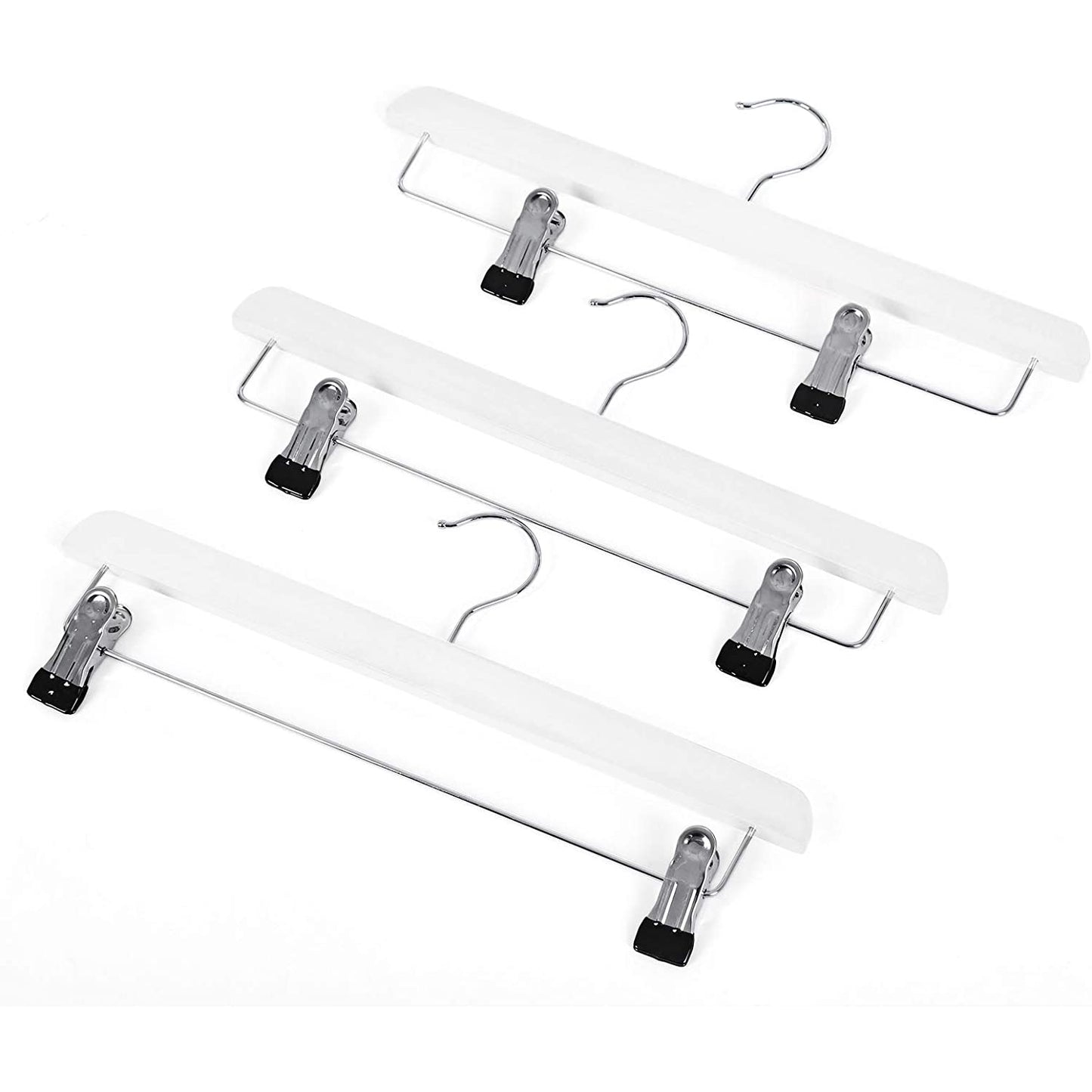 Nancy's Fred Lake Clothes Hangers - Trouser Hangers - Set of 8 - Solid Wood - Anti-Slip - Rotatable Hook - Adjustable Clips - White - 35.5 x 1.1 x 16.2 cm