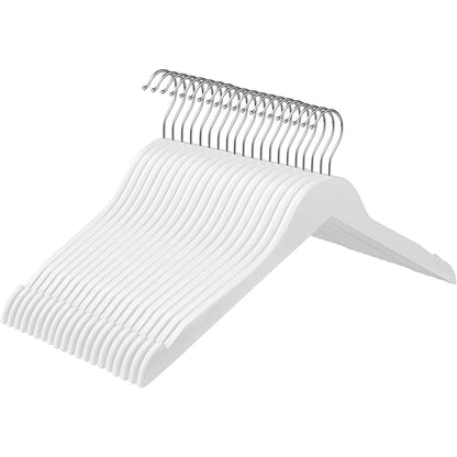 Nancy's Brawny Kledinghangers - 20 Stuks - Massief Hout - Anti-Slip - Draaibare Haak - Wit - ‎44 x 1.2 x 23.5 cm
