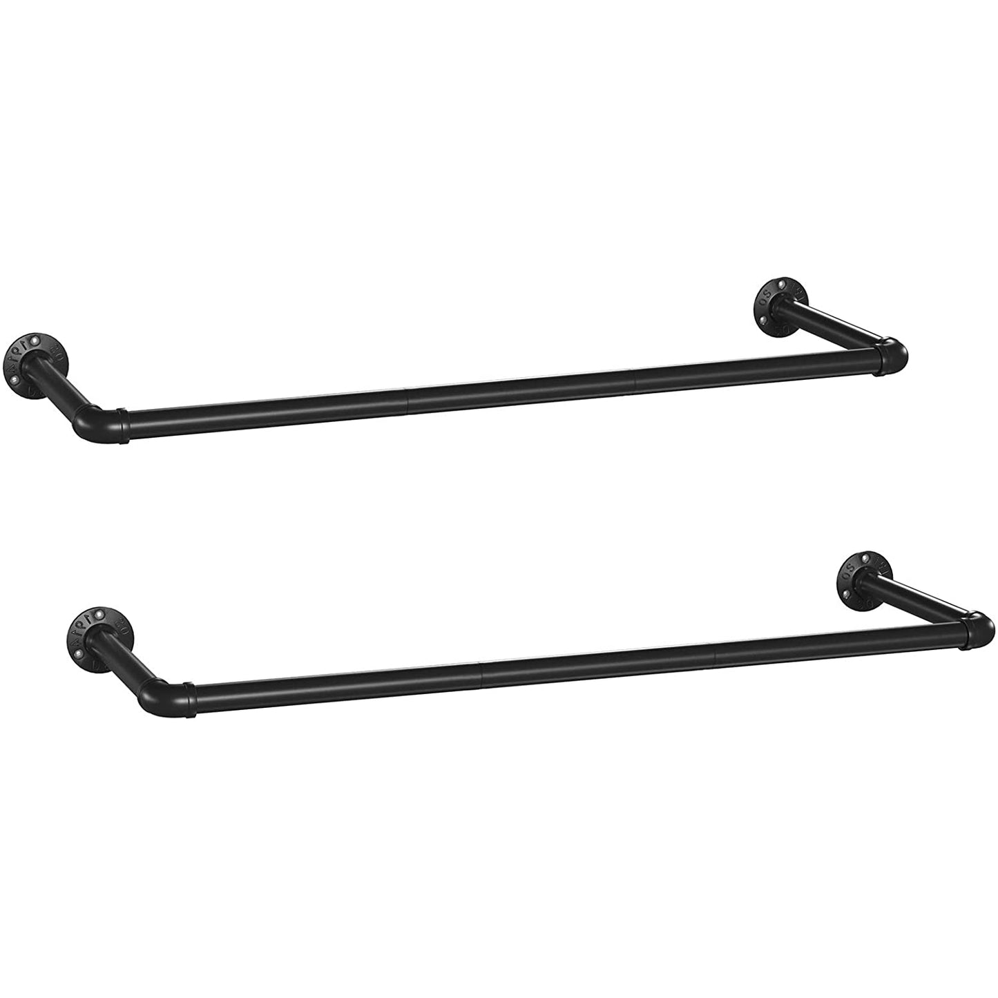 Nancy's Foul Bight Kledingrek - Set Van 2 - Wandmontage - 2 Stangen - Zwart - Metaal - 92 x 30 x 7.5 cm