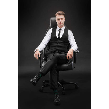 Nancy's Luxe Bureaustoel - Ergonomische Bureaustoelen - Bureaustoelen Voor Volwassenen - Game Stoel - Directiestoel - Zwart - Leer