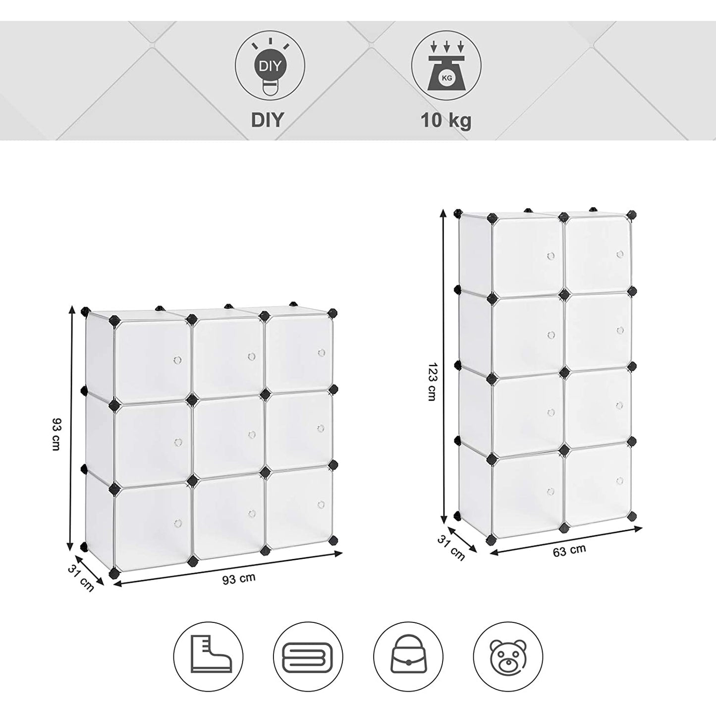 Nancy's 9 Storage Boxes - Organisateur - Boîte de rangement - Boîtes de rangement - 30 x 30 cm