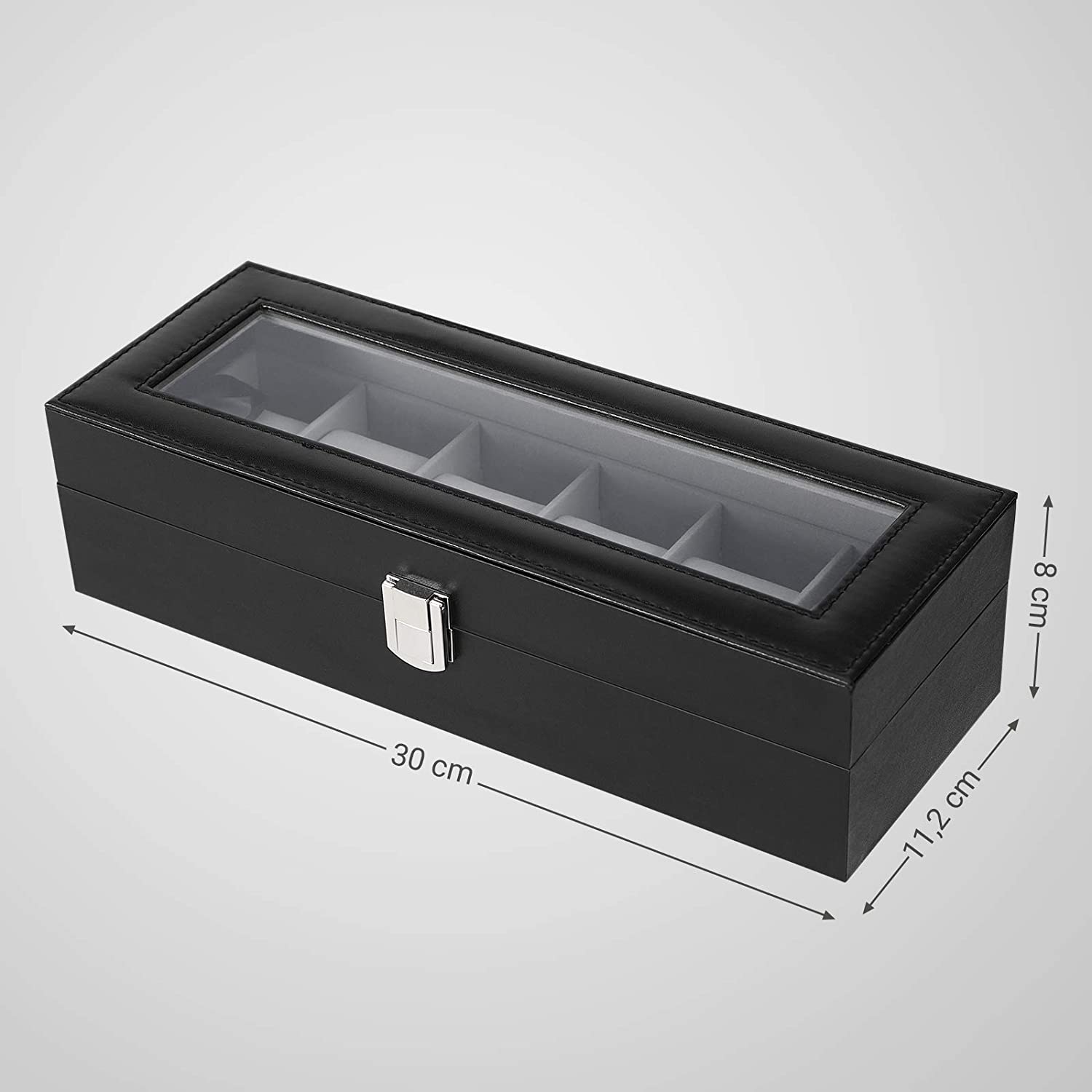 Nancy's Cateano Horlogedoos - Horlogebox - Opbergdoos voor 6 Horloges - Zwart / Grijs