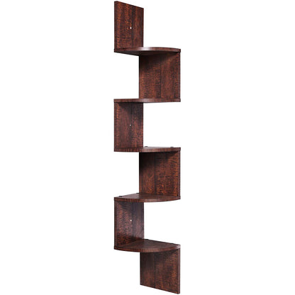 Nancy's Campden Boekenplank - Wandmontage - Hoekplank - Zwevende Plank - Zwart/Walnoot - Bewerkt Hout - 20 x 20 x 127,5 cm