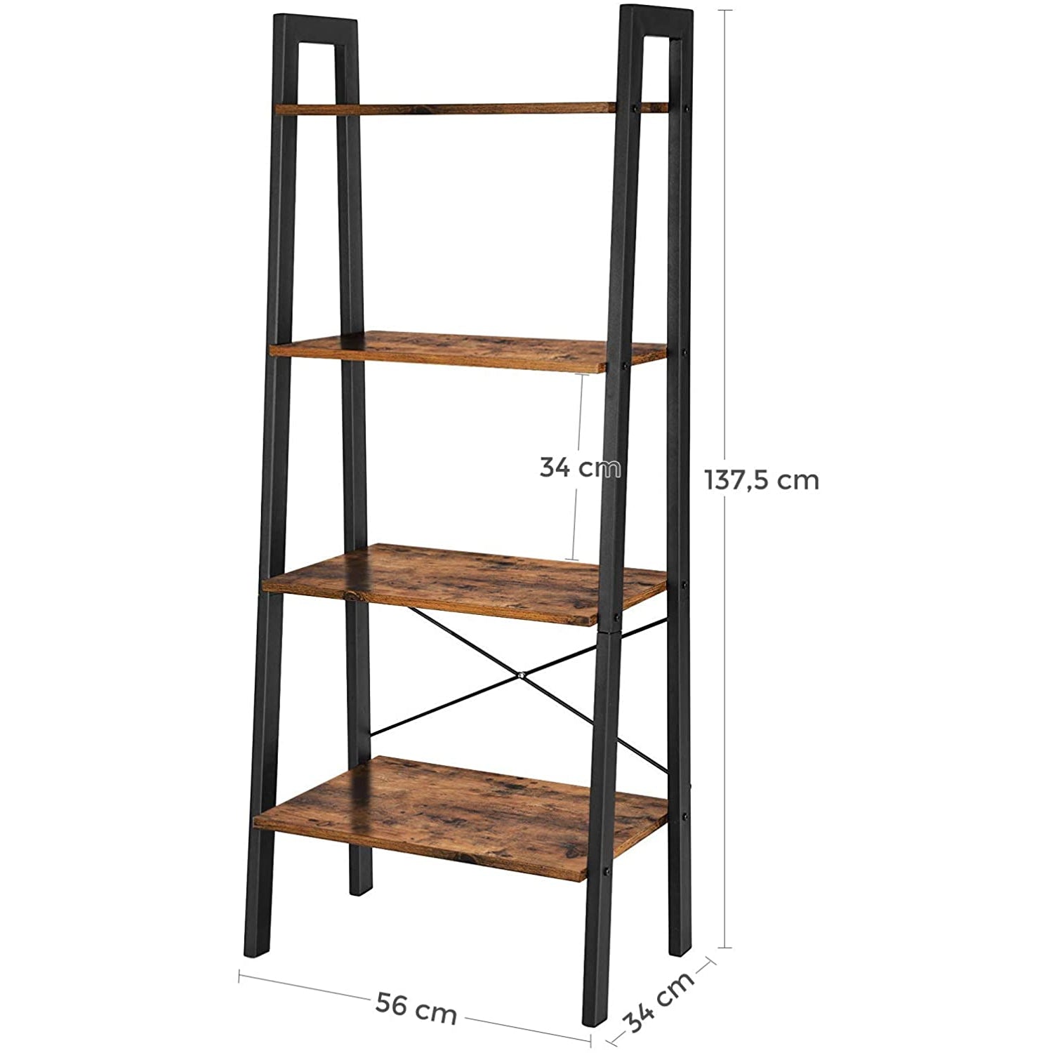 Nancy's Ladder Cabinet - Standing Bookcase 4 Layers - Industrial 56 x 34 x 137.5 cm
