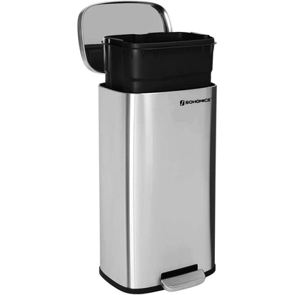 Nancy's Carvoeiro Pedaalemmer - Prullenbak - Afvalemmer - Zilver - RVS - 30 Liter