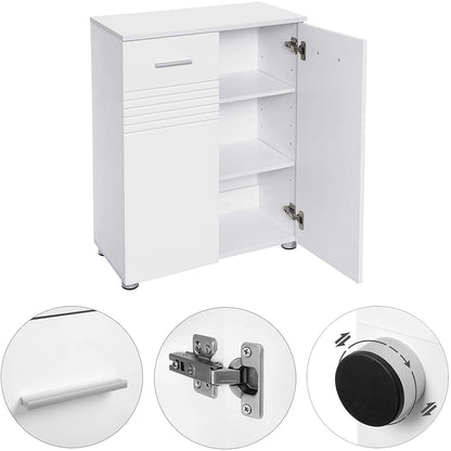Nancy's Alta Badkamerkast - Bijzetkast - Dressoir - Verstelbare Planken - Scharnierdemping - Verstelbare Poten - 60 x 30 x 80 cm - Wit