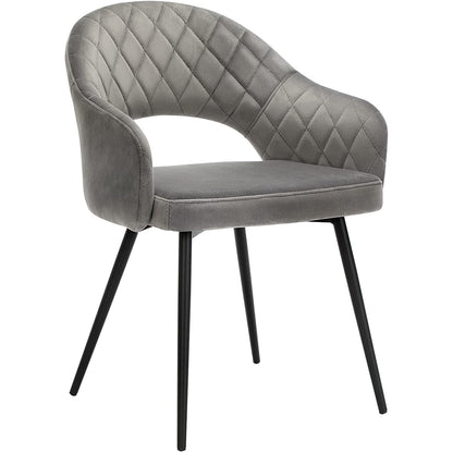 Nancy's Garson Eetkamerstoel - Keukenstoel - Armleuningen - Gestoffeerd - Metaal - Grijs - 57 x 56 x 77 cm