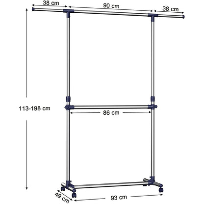 Nancy's Verrijdbaar Kledingrek - Kledingrek Op Wieltjes - Kledingrekken