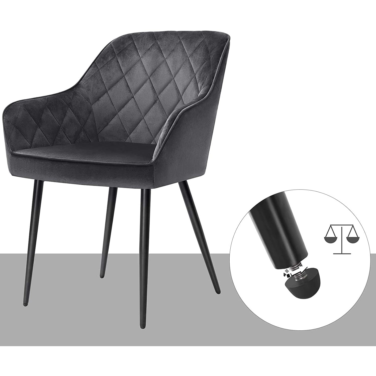 Nancy's Can Island Eetkamerstoelen - Set Van 2 - Keukenstoelen - Gestoffeerd - Grijs - Fluweel / Staal