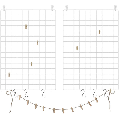 Nancy's Garvey Fotorek - Wandrooster - Wanddecoratie - Draadgaas - S-Haken - Klemmen - Wit - 69 x 49 x 35 cm