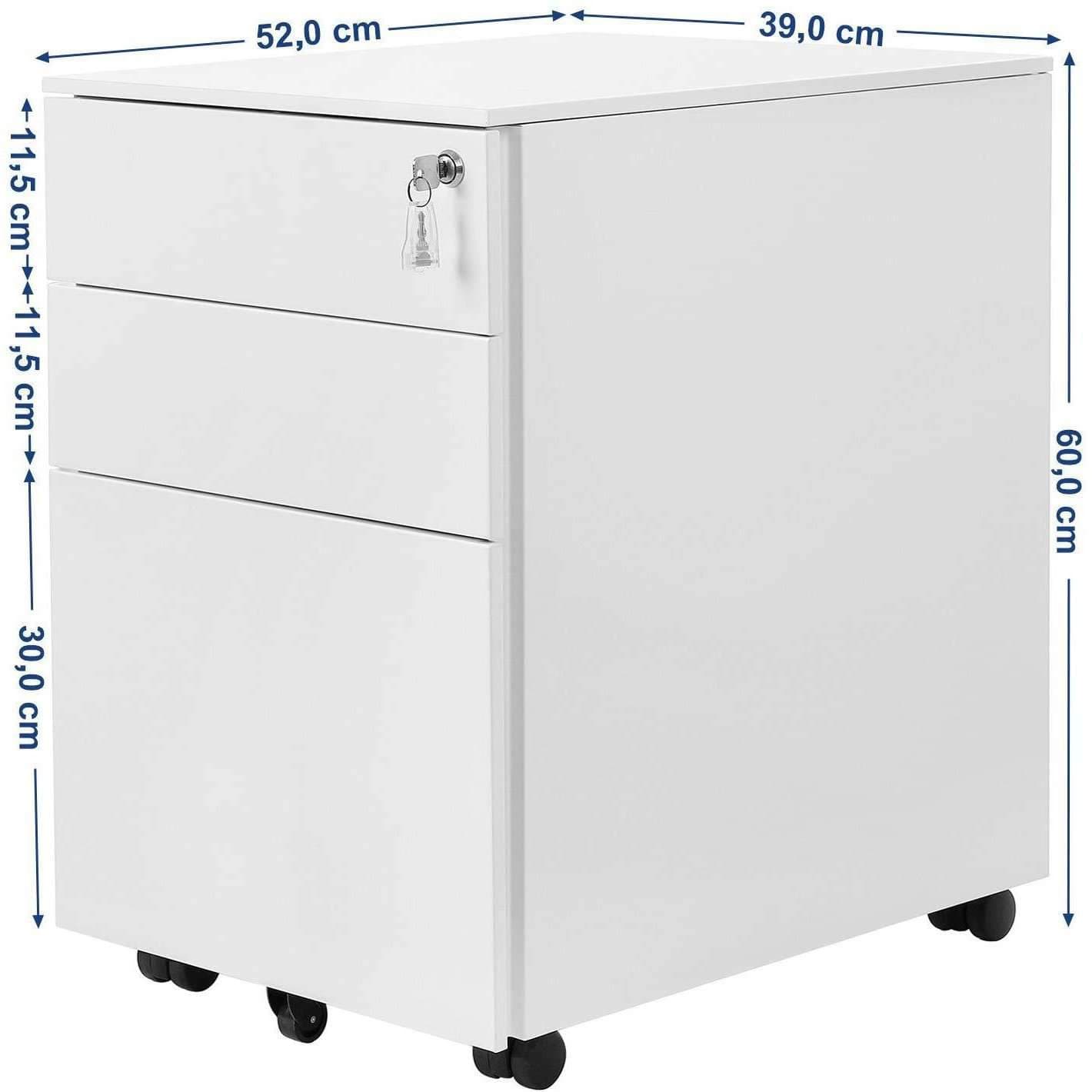 Nancy's Brookdale Ladeblok Wit - Ladeblok Bureau - Rolcontainer - Ladeblokken 52 x 39 x 60 cm