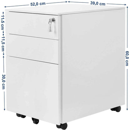 Nancy's Brookdale Ladeblok Wit - Ladeblok Bureau - Rolcontainer - Ladeblokken 52 x 39 x 60 cm