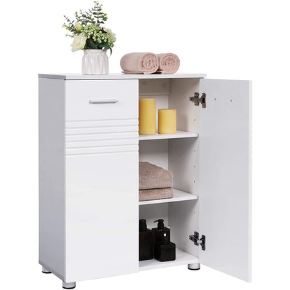 Nancy's Alta Badkamerkast - Bijzetkast - Dressoir - Verstelbare Planken - Scharnierdemping - Verstelbare Poten - 60 x 30 x 80 cm - Wit
