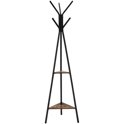 Nancy's Hobart Kapstok - Boomvorm - Industrieel - 2 Planken - 5 Haken - Staande Kapstok - Bruin - Zwart