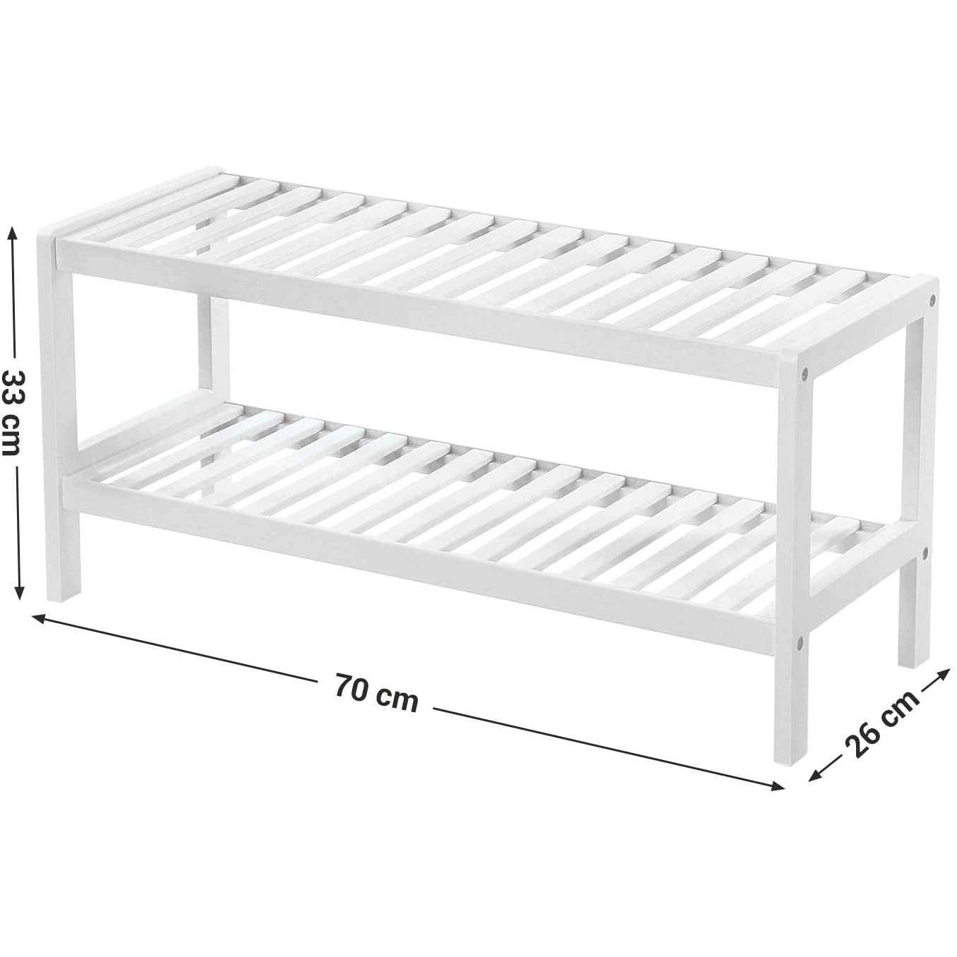 Nancy's Charneca Schoenenrek - Rek voor 6 paar schoenen - Wit - Bamboe - ± 70 x 25 x 30 cm