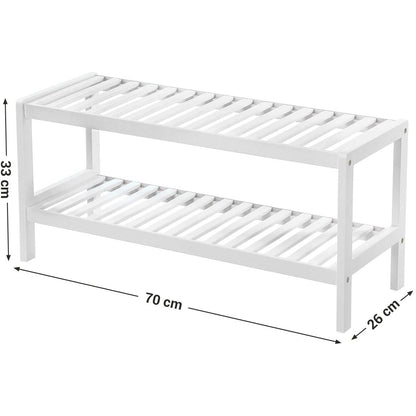Nancy's Charneca Schoenenrek - Rek voor 6 paar schoenen - Wit - Bamboe - ± 70 x 25 x 30 cm