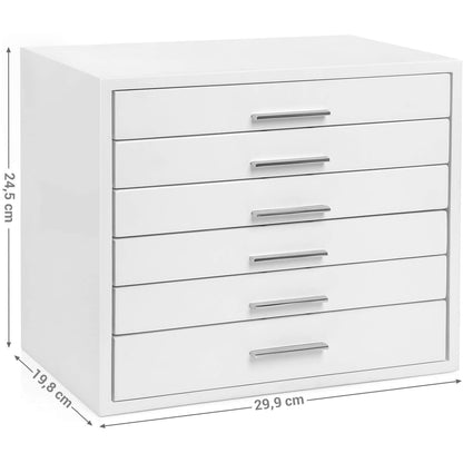 Nancy's Ennis Sieradendoos - Sieraden Organizer - 6 Lades - Kettingen - Oorbellen - Armbanden - Wit