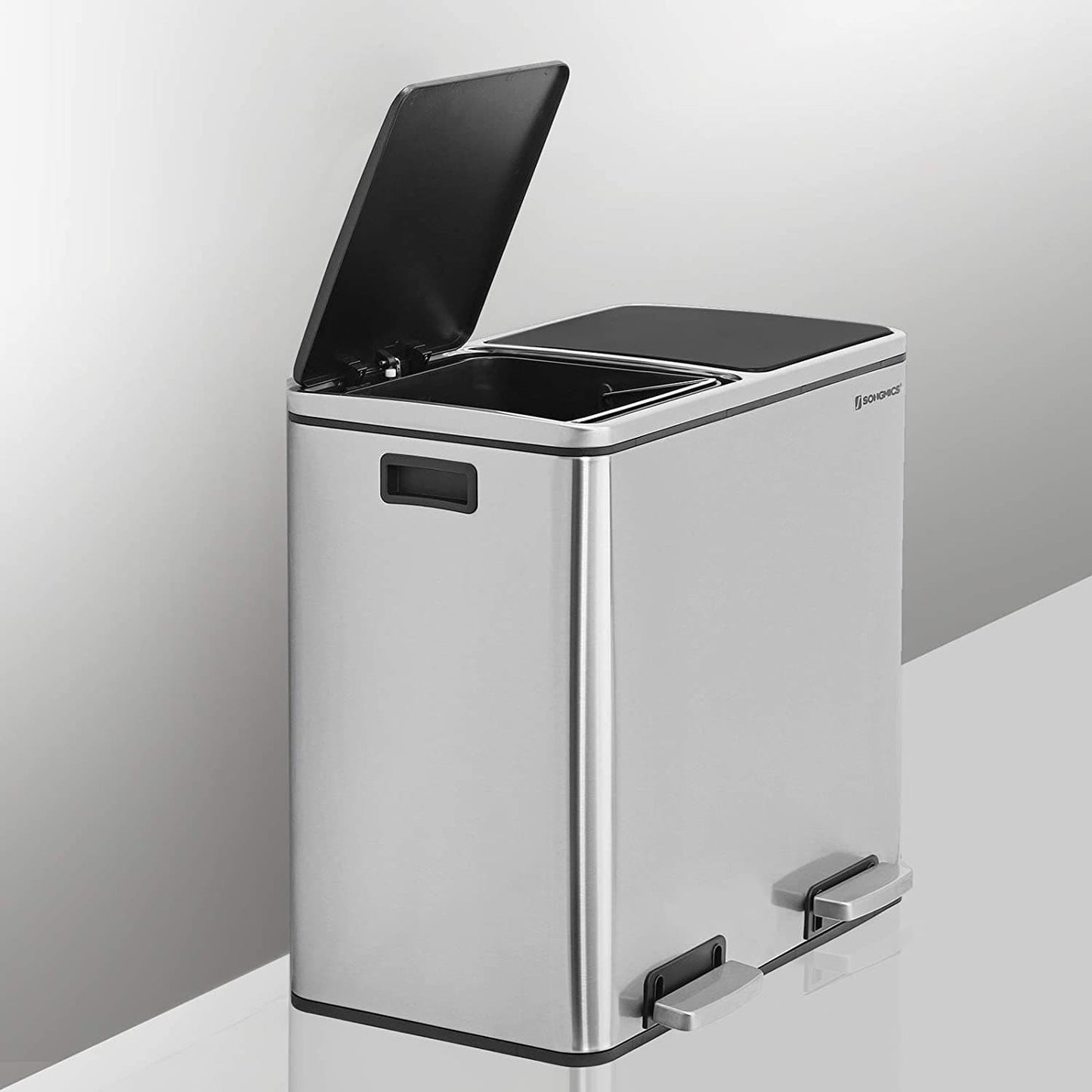 Nancy's Dubbele Afvalbak RVS - Pedaalemmer - 2x 24L