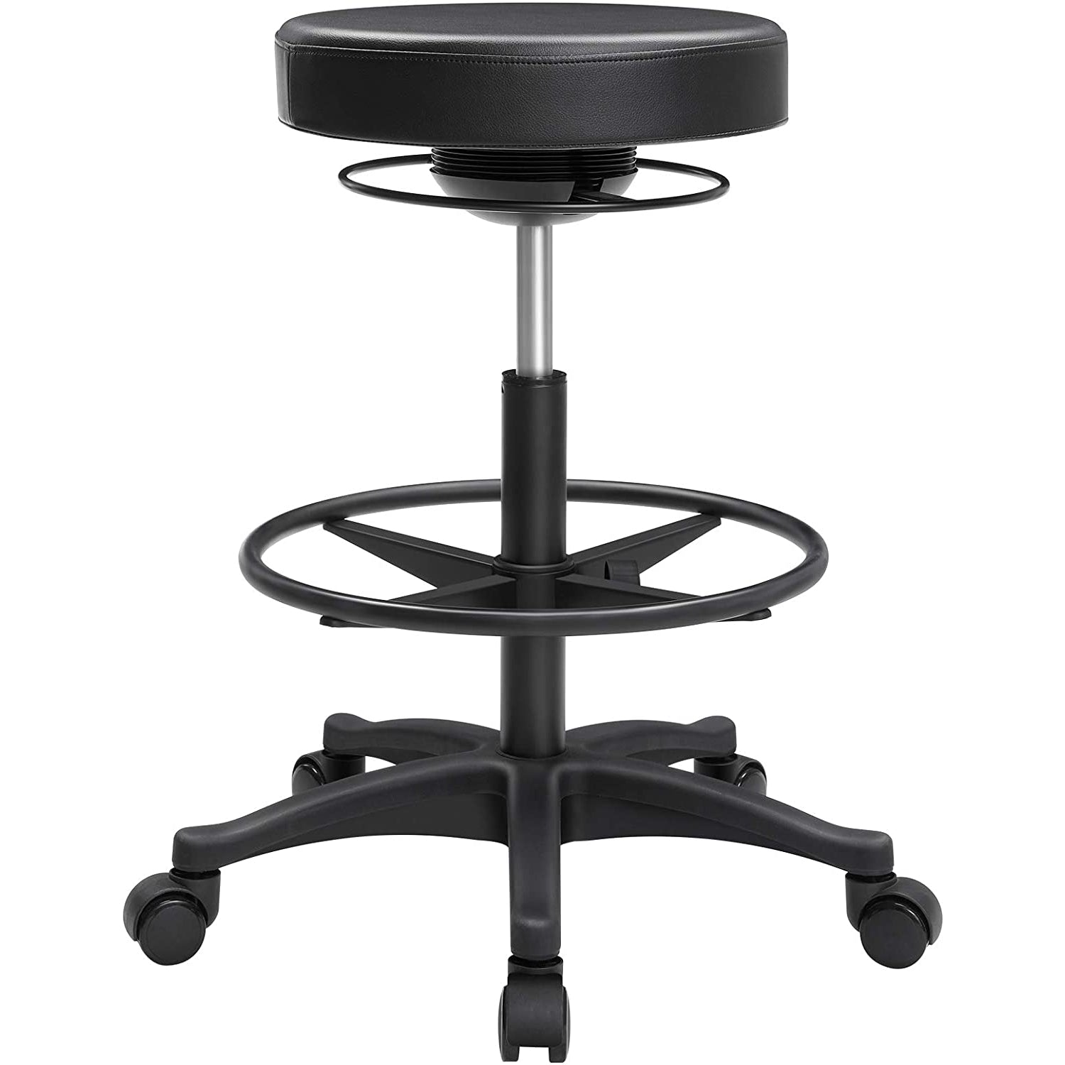 Nancy's Newport Swivel Stool on Wheels - Stool - Footrest - Chair - Diameter 38.5cm - Black