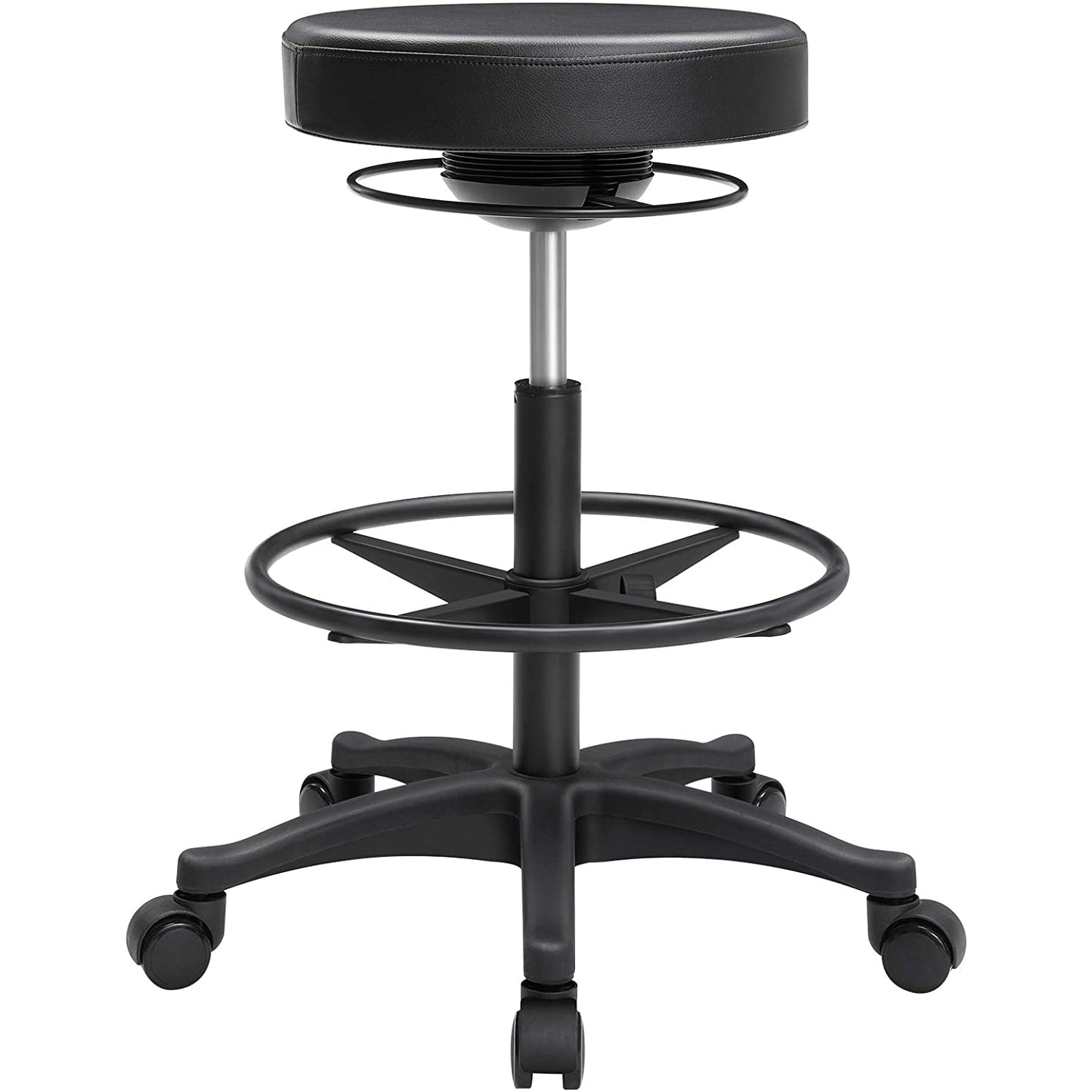 Tabouret pivotant sur roulettes Nancy's Newport - Tabouret - Repose-pieds - Chaise - Diamètre 38,5 cm - Noir