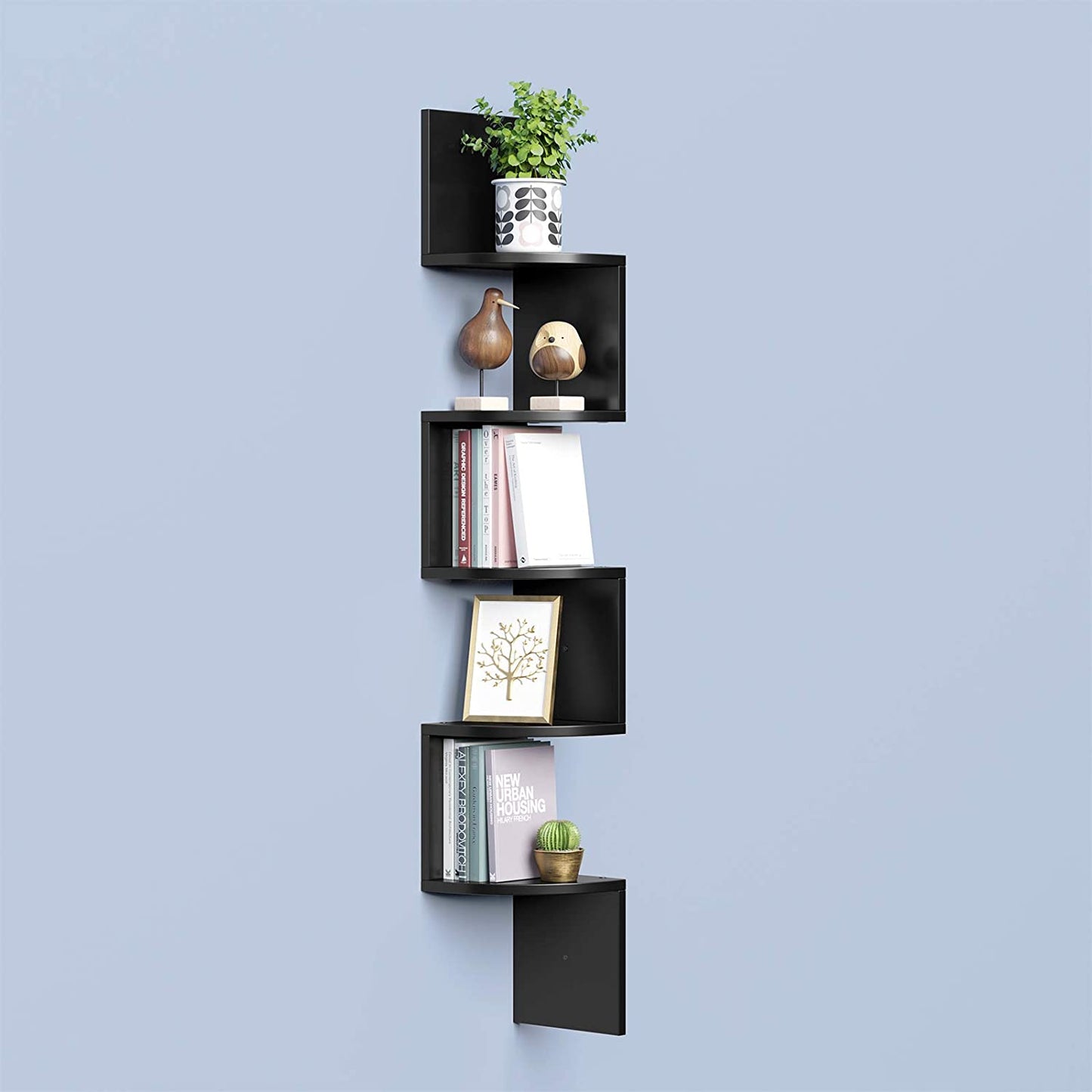 Nancy's Campden Boekenplank - Hoekplank - Wandplank - Zwart - Spaanplaat - ± 20 x 20 x 130 cm