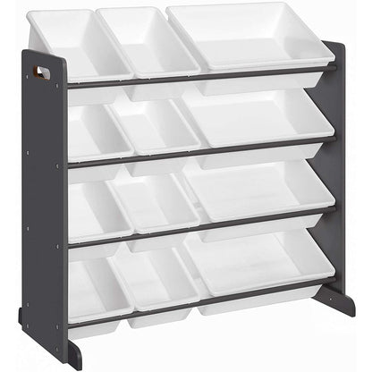 Nancy's Kinderkamerrek - Speelgoed organizer - Opbergrek - Donkergrijs/wit - 86 x 26,5 x 78 cm