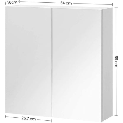 Nancy's Linganore Spiegelkast - Badkamerkast - Wandkast - Dubbele Deur - Modern - Wandmontage - Wit - 54 x 15 x 55 cm