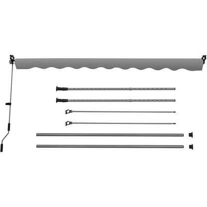 Nancy's Breslau Luifel - Zonwering - Tuin - Balkon - Verstelbare Hoogte - Aluminium - Polyester - Grijs - 150 x 130 cm
