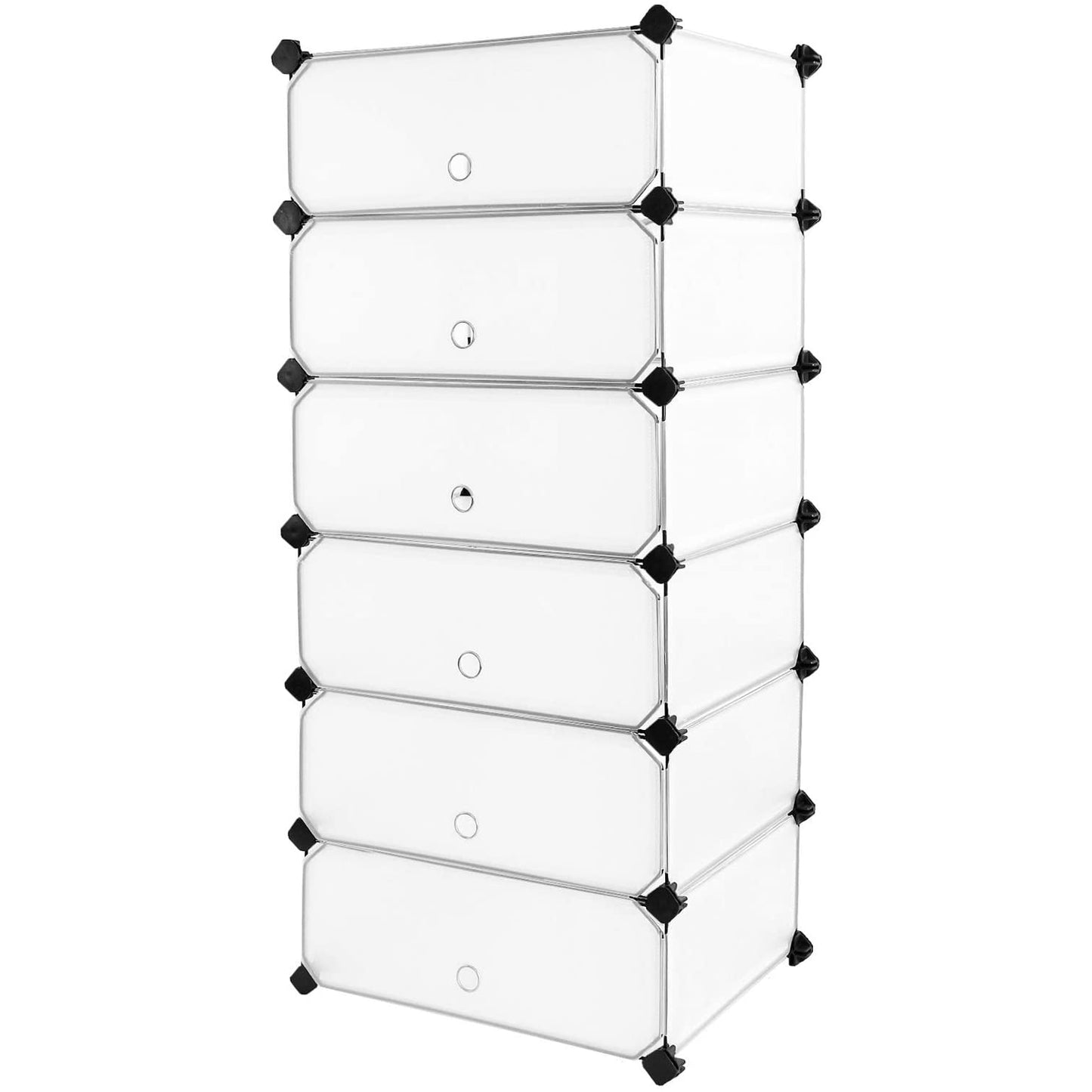 Nancy's Colchester Opbergrek - Schoenenrek - 6 Vakken - 43 x 31 x 105 cm - Wit Transparant - Kunststof