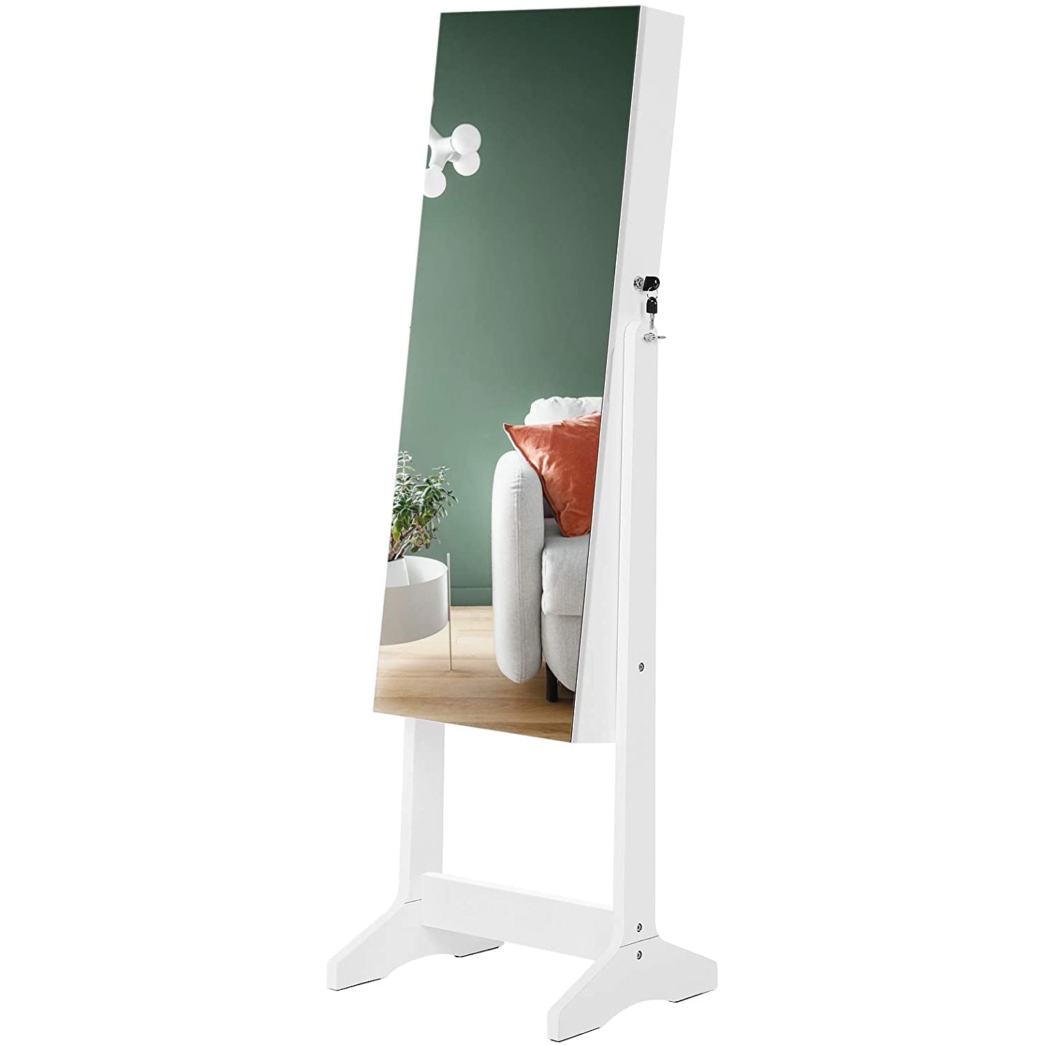 Nancy's Rosemead Sieradenspiegel - Sieradenkast - Spiegelkast - Wit - ± 40 x 35 x 150 cm