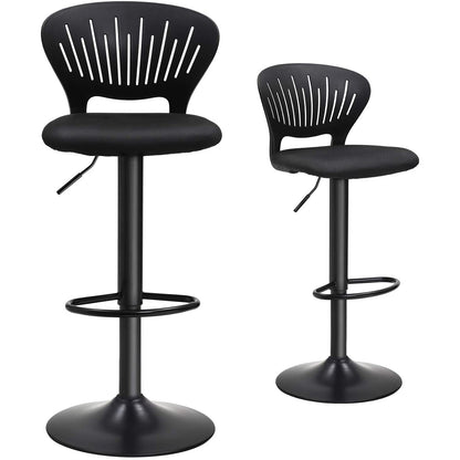 Nancy's Irvine Barkruk set van 2 - Hoogte verstelbaar - Gestoffeerd - Zwart - 40 x 42 x 107 cm